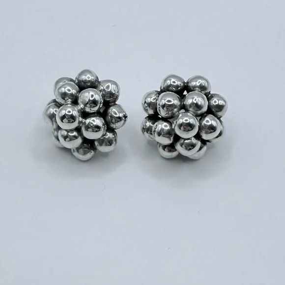 TAXCO Vintage Sterling Silver Cluster Earrings - Picture 5 of 11